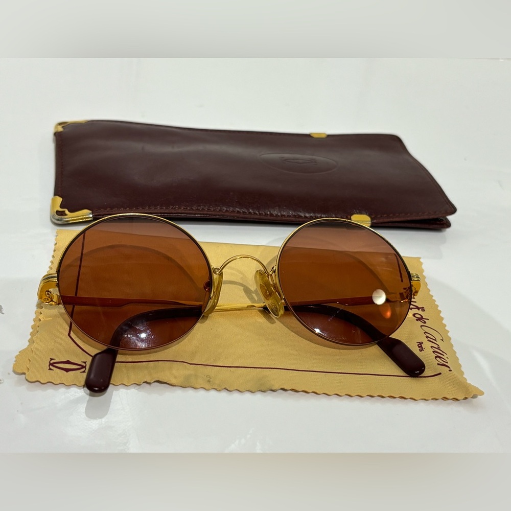 Vintage   Rare. Authentic Cartier Mayfair Gold Round Sunglasses